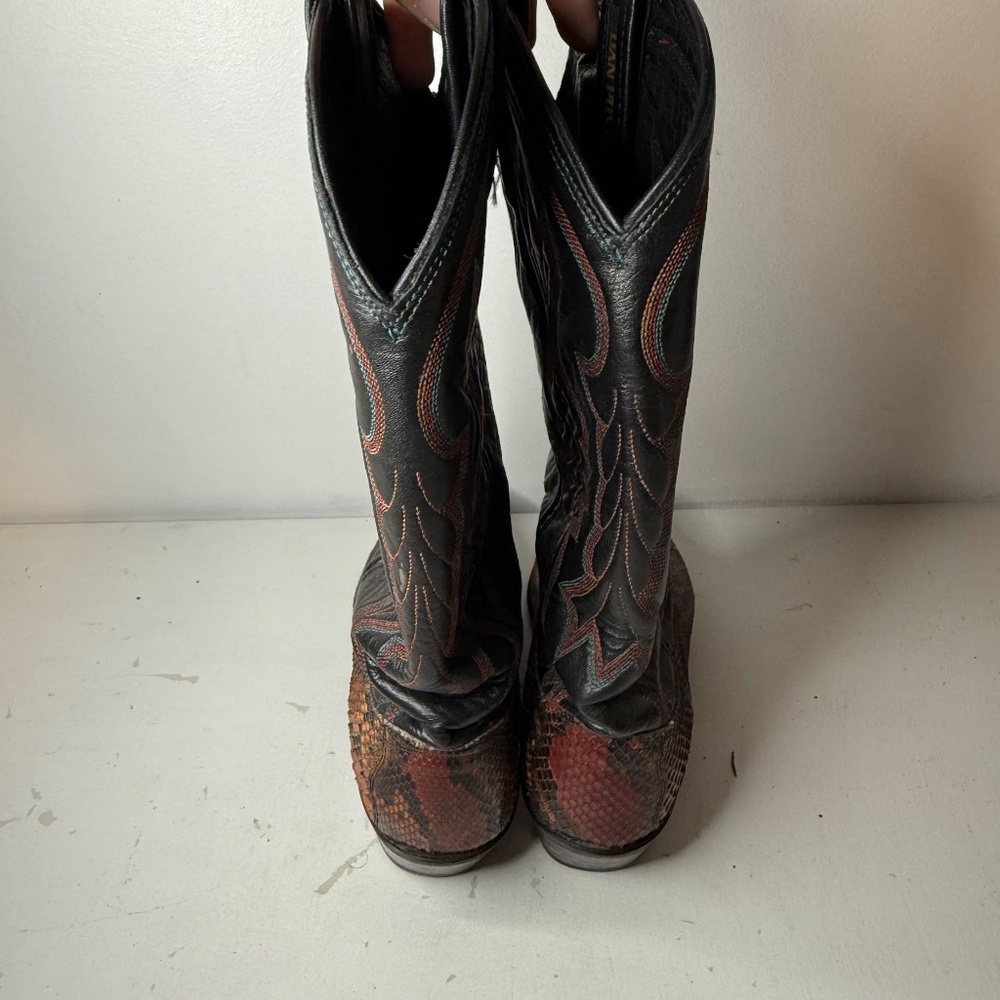 Vintage Dan Post Red Black Python Cowboy Western … - image 3